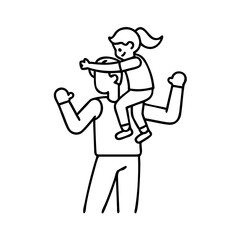 dad with child on shoulders icon, dad with child on shoulders line art - simple line art of dad with child on shoulders, perfect for dad with child on shoulders logos and icons