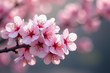 Obraz premium Delicate pink sakura blossoms, full bloom, intricate pattern, pink, japanese flower, floral design