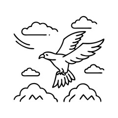 eagle soaring icon, eagle soaring line art - simple line art of eagle soaring, perfect for eagle soaring logos and icons