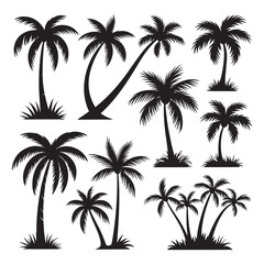 Palm tree, Palm Tree Silhouette Design Vector, 