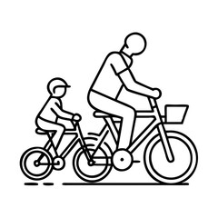 Fototapeta premium father and child biking icon, father and child biking line art - simple line art of father and child biking, perfect for father and child biking logos and icons