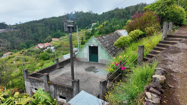House in Camacha mountainous town in municipality of Santa Cruz, Madeira Island, Portugal