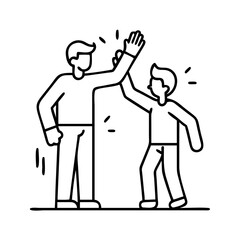 father and son high five icon, father and son high five line art - simple line art of father and son high five, perfect for father and son high five logos and icons
