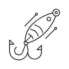 fishing lure icon, fishing lure line art - simple line art of fishing lure, perfect for fishing lure logos and icons