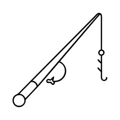 fishing rod icon, fishing rod line art - simple line art of fishing rod, perfect for fishing rod logos and icons