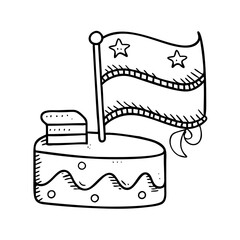 flag cake icon, flag cake line art - simple line art of flag cake, perfect for flag cake logos and icons
