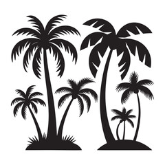 Obraz premium Palm tree, Palm Tree Silhouette Design Vector, 