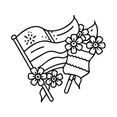 flag wrapped bouquet icon, flag wrapped bouquet line art - simple line art of flag wrapped bouquet, perfect for flag wrapped bouquet logos and icons
