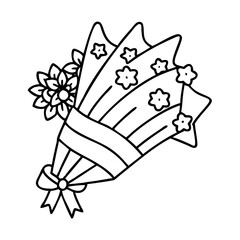 flag wrapped bouquet icon, flag wrapped bouquet line art - simple line art of flag wrapped bouquet, perfect for flag wrapped bouquet logos and icons