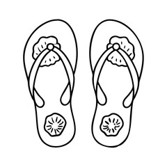 flip flops with seashells icon, flip flops with seashells line art - simple line art of flip flops with seashells, perfect for flip flops with seashells logos and icons