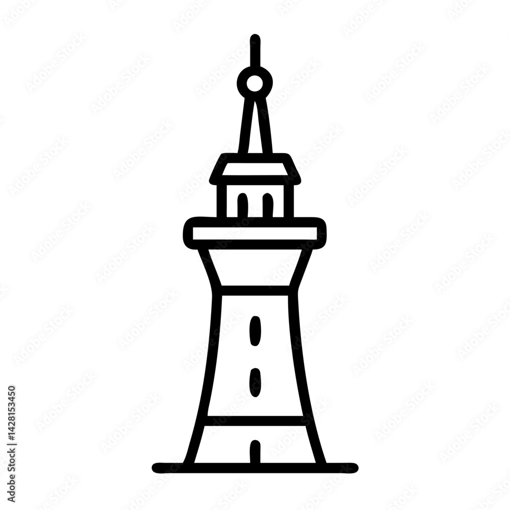 Poster tower icon in simple linear style on white background