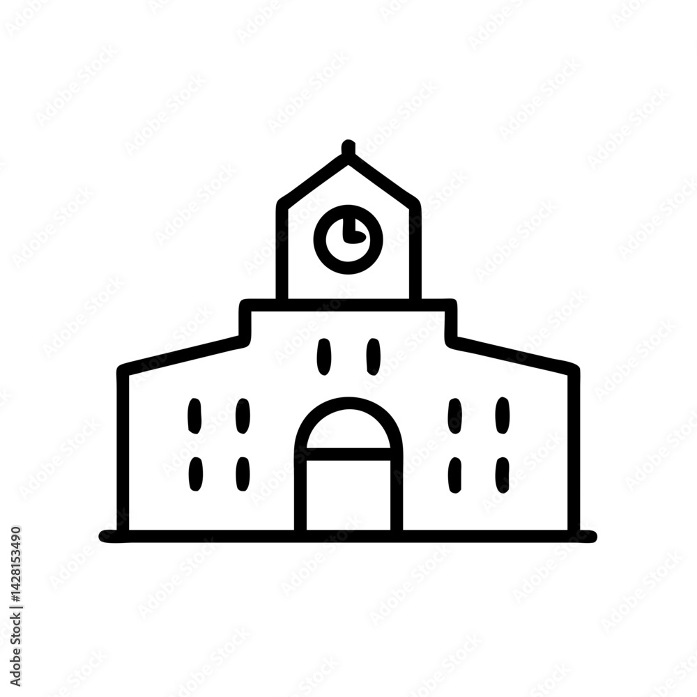 Poster university building icon in minimalist style