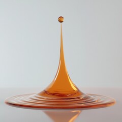 Fototapeta premium 3D render of a bouncing droplet generating pilot waves on fluid surface, clean white lab table background pilot wave experiment, 