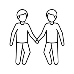 friends holding hands icon, friends holding hands line art - simple line art of friends holding hands, perfect for friends holding hands logos and icons