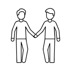 friends holding hands icon, friends holding hands line art - simple line art of friends holding hands, perfect for friends holding hands logos and icons