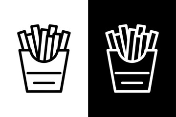 Fototapeta premium Minimal French Fries Vector Icon Silhouette on White & Black.