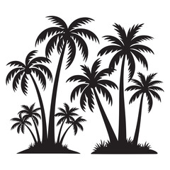 Obraz premium Palm tree, Palm Tree Silhouette Design Vector, 
