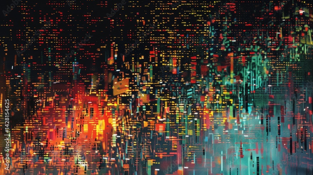 Poster abstract complex glitch with pixel effect in tech background use shading and glitches texture expres
