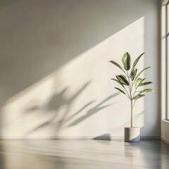 Minimalist Room with Corner Plant and Peaceful Vibe