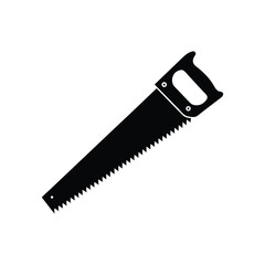 Silhouette of a hand saw vector on a white background