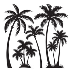 Palm tree, Palm Tree Silhouette Design Vector, 