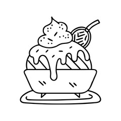 fudge brownie sundae icon, fudge brownie sundae line art - simple line art of fudge brownie sundae, perfect for fudge brownie sundae logos and icons