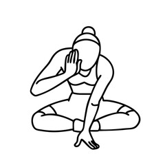 garland pose malasana icon, garland pose malasana line art - simple line art of garland pose malasana, perfect for garland pose malasana logos and icons