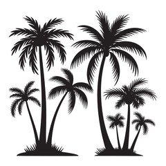 Palm tree, Palm Tree Silhouette Design Vector, 