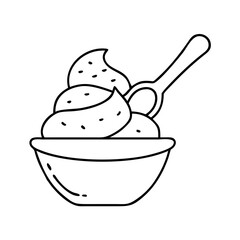 gelato with mini spoon icon, gelato with mini spoon line art - simple line art of gelato with mini spoon, perfect for gelato with mini spoon logos and icons