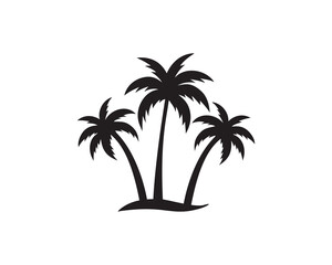 Tropical palm trees icon. Coconut tree silhouette. Summer and beach concept isolated on white background