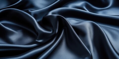 Obraz premium Luxurious, dark blue satin fabric folds