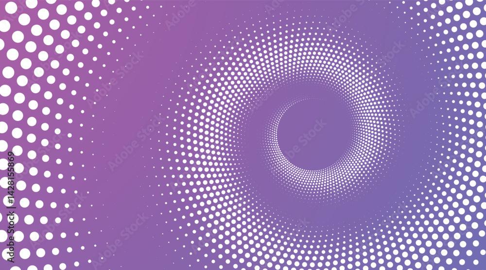 Poster amazing halftone spiral effect. abstract colorful dotted circles. dots in round shape. spiral dotted