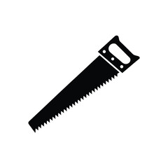 Silhouette of a hand saw vector on a white background