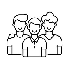 group of friends icon, group of friends line art - simple line art of group of friends, perfect for group of friends logos and icons