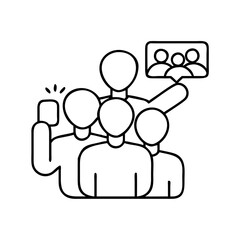 group selfie icon, group selfie line art - simple line art of group selfie, perfect for group selfie logos and icons