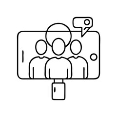 group selfie icon, group selfie line art - simple line art of group selfie, perfect for group selfie logos and icons
