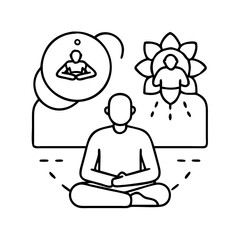 guided meditation icon, guided meditation line art - simple line art of guided meditation, perfect for guided meditation logos and icons