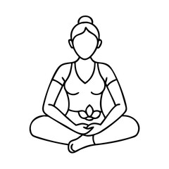 half lotus icon, half lotus line art - simple line art of half lotus, perfect for half lotus logos and icons