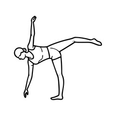 half moon pose ardha chandrasana icon, half moon pose ardha chandrasana line art - simple line art of half moon pose ardha chandrasana, perfect for half moon pose ardha chandrasana logos and icons