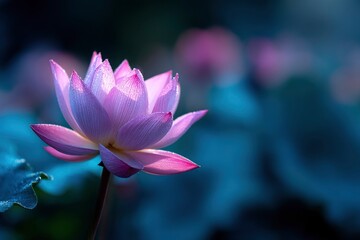 Obraz premium Pink Lotus Flower with Dew Drops