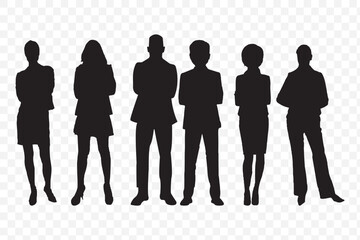 Business woman and man silhouette. Silhouettes of Business Men and a Women Vector Set on Transparent Background. EPS 10.
