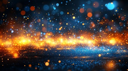 Fototapeta premium Abstract Blue And Orange Bokeh Lights Background For Festive Celebrations And Holiday Designs.