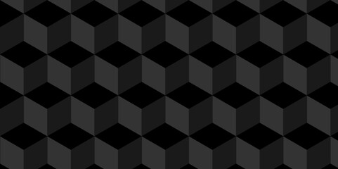 Obraz premium Minimal abstract dark black background from cubes vector art. Geometric tiles and mosaic creative stylish seamless pattern block cube background. minimal hexagon Cubes mosaic shape vector design 