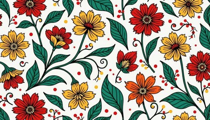 Intricate line art floral pattern, continuous elegant design, print, repeat