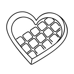 heart shaped chocolate icon, heart shaped chocolate line art - simple line art of heart shaped chocolate, perfect for heart shaped chocolate logos and icons