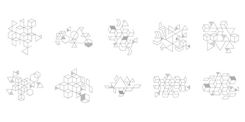 Set of geometric line background. Abstract geometric technological background. Vector creative design.