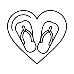 heart with flip flops icon, heart with flip flops line art - simple line art of heart with flip flops, perfect for heart with flip flops logos and icons