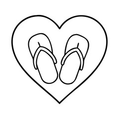 heart with flip flops icon, heart with flip flops line art - simple line art of heart with flip flops, perfect for heart with flip flops logos and icons
