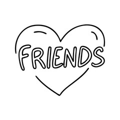 heart with friends text icon, heart with friends text line art - simple line art of heart with friends text, perfect for heart with friends text logos and icons