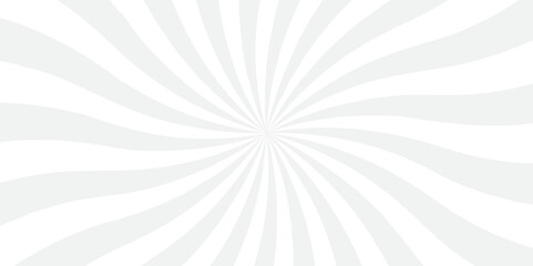 Abstract white and gray retro with sunburst pattern design. Vintage sunrays illustration swirl grunge spiral line. sun beam vector banner design and comic burst gradient concept pattern.